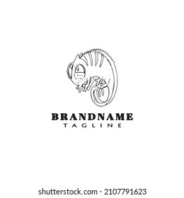 chameleon logo cartoon design template icon black modern isolated vector illustration