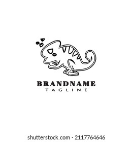 chameleon logo cartoon design template icon black modern isolated vector illustration