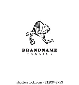chameleon logo cartoon design template icon black modern isolated vector illustration