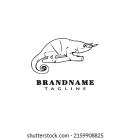 chameleon logo cartoon design template icon black modern isolated vector illustration