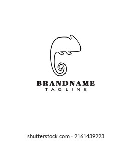 chameleon logo cartoon design template icon black modern isolated vector illustration