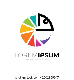 Chameleon logo with circle design template, colorful logos