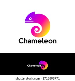 Logo de Chameleon. Chameleon brillante de colores. Chameleon aislado con diferentes antecedentes. Ilustración vectorial.