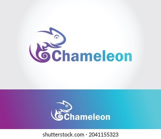 chameleon logo creative design color modern animal wild life business