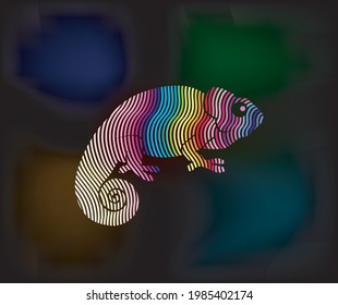 Chameleon logo design, colorful abstract vector