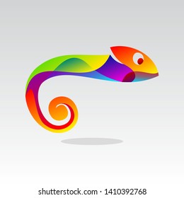 chameleon logo design inspiration . colorful chameleon logo template . colorful chameleon vector