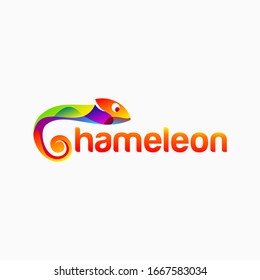 chameleon logo design inspiration . colorful chameleon logo template . colorful chameleon vector svg