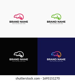Chameleon logo design leaner style. Lizard animal, Exotic animal, Chameleon logo template. Creative chameleon logo icon design. Colorful chameleon logo design vector illustration.