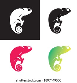 chameleon logo design template minimalis shiloute