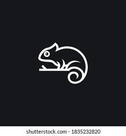 Chameleon logo design template Vector line illustration	
