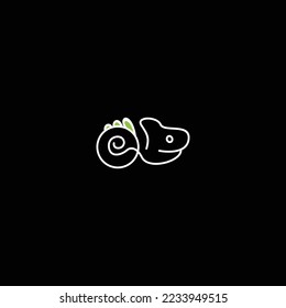 Chameleon logo design vecto flat