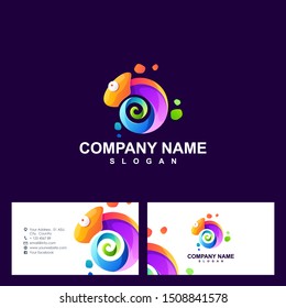 chameleon logo design vector illustration