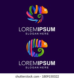 Chameleon logo design vector illustration Premium Vector