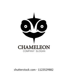 Chameleon logo. Chameleon ector illustration isolated on white. Concept for eco company, organic shop, vegetarian restaurant
