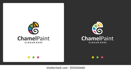 chameleon logo inspiration and watercolor logo. premium vectors.
