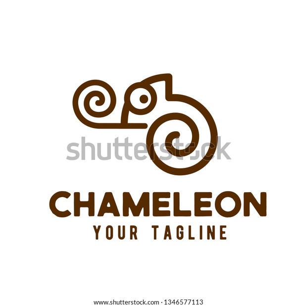 Chameleon Logo Line Art Design 스톡 벡터(로열티 프리) 1346577113