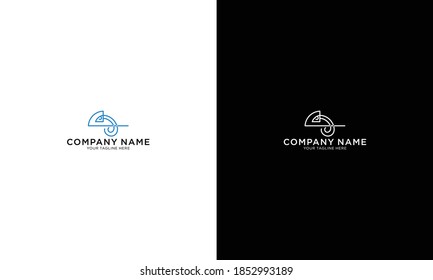 Chameleon Logo With Luxury, Blue Color Isolated On Black Background. Vector Illustration