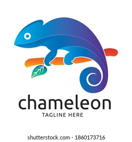 Logo de Chameleon en un moderno color de gradiente perfecto para el logotipo de Creative Business y la tienda de reptiles   