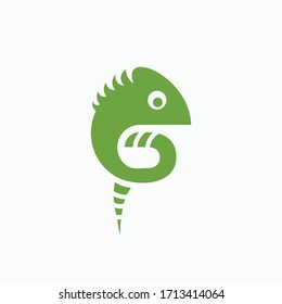 chameleon logo silhouette - animal reptile lizard green wildlife vector cartoon exotic mascot camouflage creature pet dragon zoo iguana tail