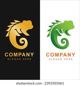 chameleon logo, chameleon logo template with line art style. Creative abstract chameleon logo collection, chameleon logo full color.