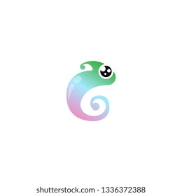 Chameleon logo template in vector