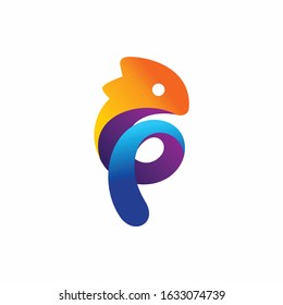 Chameleon logo that formed letter P