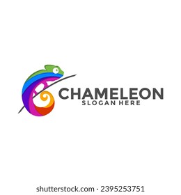 Chameleon logo vector, Colorful Chameleon logo design template