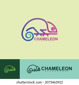 Chameleon logo vector illustration concept with full colors and unique shapes
