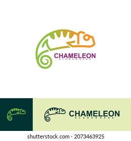 Chameleon logo vector illustration concept with full colors and unique shapes
