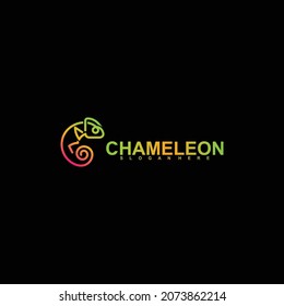 Logo-Vektorgrafik-Konzept von Chameleon mit vollen Farben und einzigartigen Formen