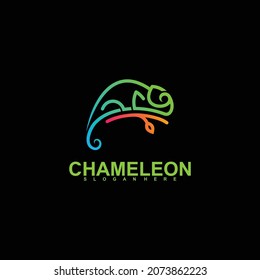 Chameleon logo vector illustration concept with full colors and unique shapes