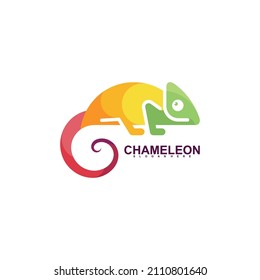 Chameleon logo vector illustration concept with unique shapes and full colors design. Creative design premium