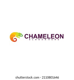 Chameleon logo vector illustration concept with unique shapes and full colors design. Creative design premium