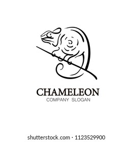 Chameleon logo. Vector illustration isolated on white. Concept for eco company, organic shop, vegetarian restaurant