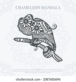 CHAMELEON Mandala. Boho Style elements. Animals boho style drawn. vector illustration.