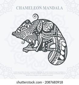 CHAMELEON Mandala. Boho Style elements. Animals boho style drawn. vector illustration.