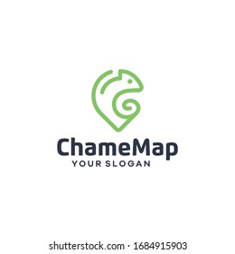 Chameleon map vector graphic creative idea outline style 