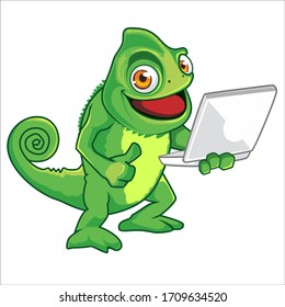 Caricatura de mascota Chameleon en vector