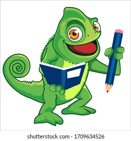 Chameleon mascot cartoon in vector