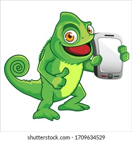 Chameleon mascot cartoon in vector