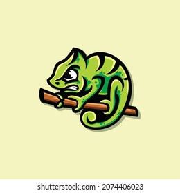 chameleon mascot character design logo