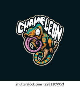 Chameleon mascot logo design with modern illustration concept style for badge, emblem and tshirt printing. Chameleon climbs illustration.