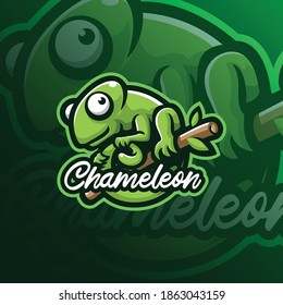 chameleon mascot logo design vector with modern illustration concept style for badge, emblem and tshirt printing. smart chameleon illustration.