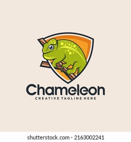 Chameleon mascot logo design vector illustration 