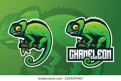 chameleon mascot logo gaming esports