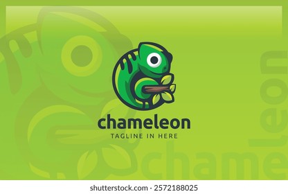 Chameleon mascot logo in green color