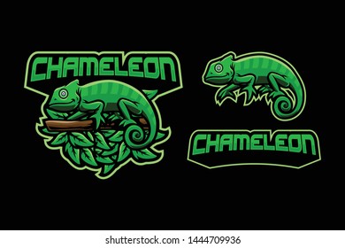 Chameleon mascot for sport / e-sport style isolated on black background