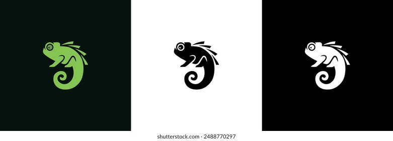 chameleon minimalist animal logo vector graphic template download premium