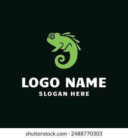 chameleon minimalist animal logo vector graphic template download premium