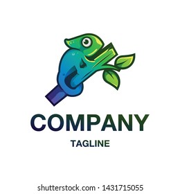 chameleon modern company logo vector